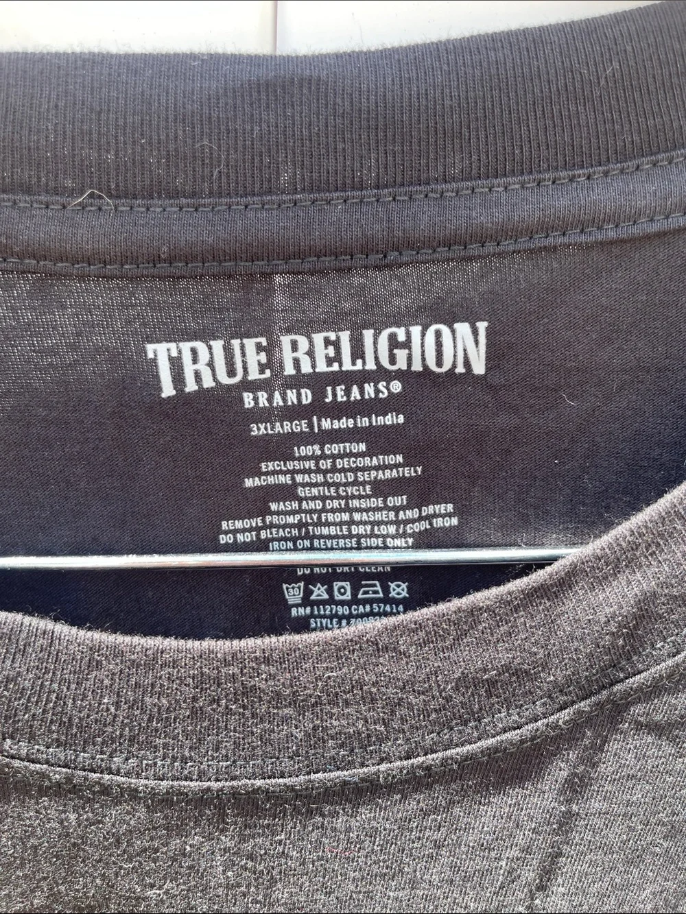 Men's True Religion - Scattered Graphics Long Sleeve Black Tee XXXL